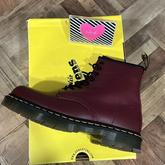 🆕DR MARTENS 1460 SLIP RESISTANT LEATHER LACE UP BOOTS CHERRY RED INDUSTRIAL NWT - Picture 11 of 13